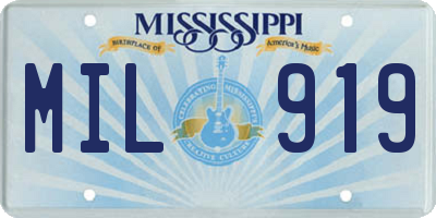 MS license plate MIL919