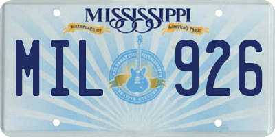MS license plate MIL926