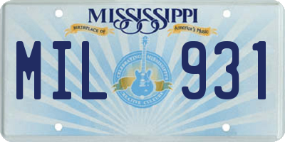 MS license plate MIL931