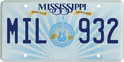 MS license plate MIL932