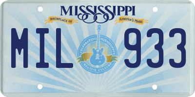 MS license plate MIL933