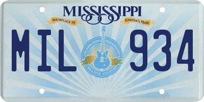 MS license plate MIL934