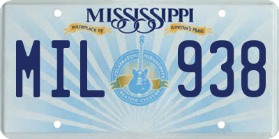 MS license plate MIL938
