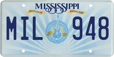 MS license plate MIL948