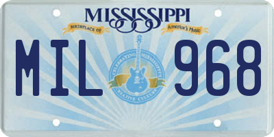 MS license plate MIL968