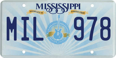 MS license plate MIL978