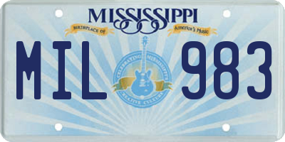MS license plate MIL983
