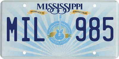 MS license plate MIL985