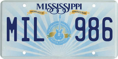 MS license plate MIL986