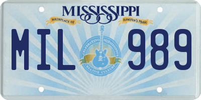 MS license plate MIL989