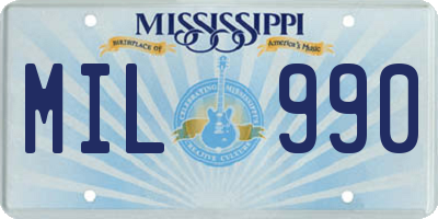 MS license plate MIL990