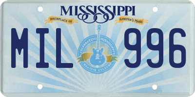 MS license plate MIL996
