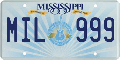 MS license plate MIL999