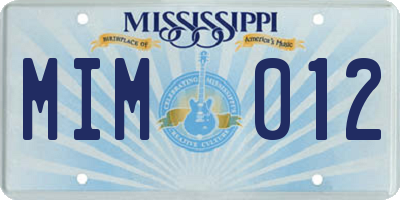 MS license plate MIM012