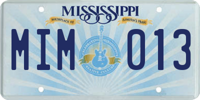 MS license plate MIM013
