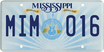 MS license plate MIM016