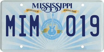 MS license plate MIM019