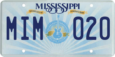MS license plate MIM020