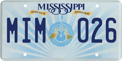 MS license plate MIM026