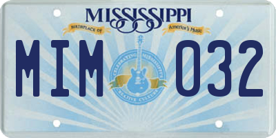 MS license plate MIM032