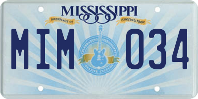 MS license plate MIM034