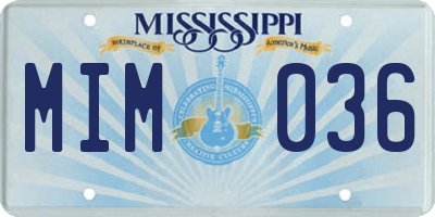 MS license plate MIM036