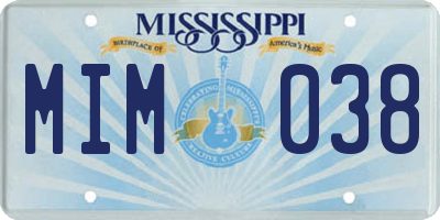 MS license plate MIM038