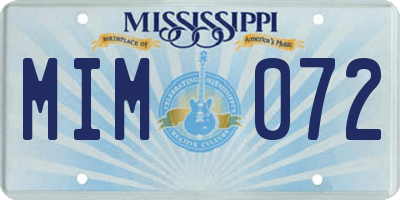 MS license plate MIM072