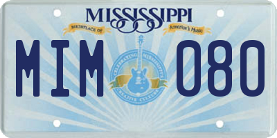 MS license plate MIM080