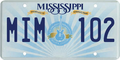 MS license plate MIM102