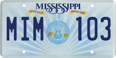 MS license plate MIM103