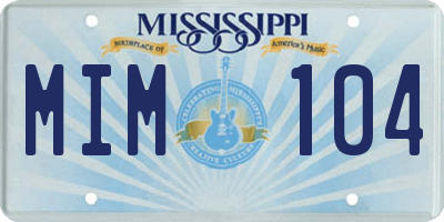 MS license plate MIM104