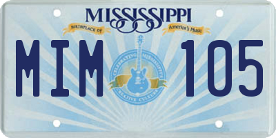 MS license plate MIM105