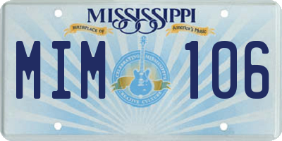 MS license plate MIM106