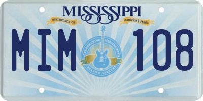 MS license plate MIM108
