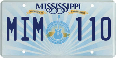 MS license plate MIM110