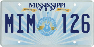 MS license plate MIM126