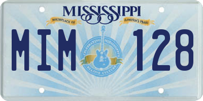 MS license plate MIM128