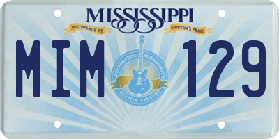 MS license plate MIM129