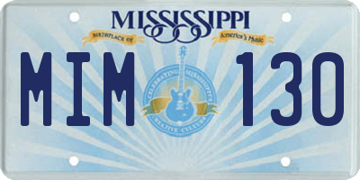 MS license plate MIM130