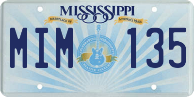 MS license plate MIM135
