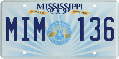 MS license plate MIM136