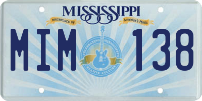 MS license plate MIM138