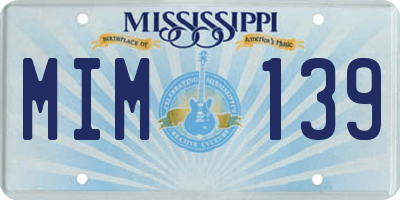 MS license plate MIM139