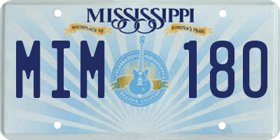 MS license plate MIM180