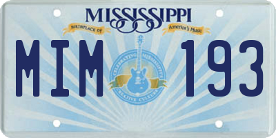 MS license plate MIM193