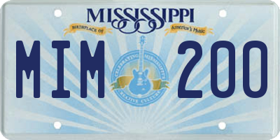 MS license plate MIM200