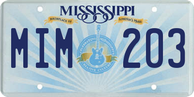 MS license plate MIM203