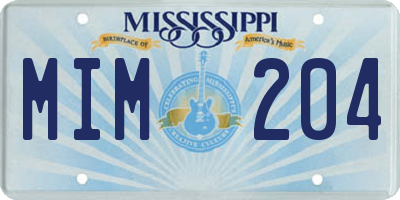 MS license plate MIM204