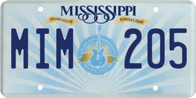 MS license plate MIM205